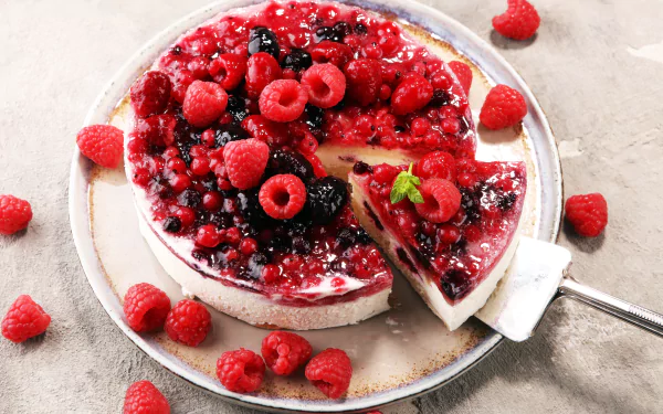 cheesecake raspberry berry fruit dessert pastry food cake HD Desktop Wallpaper | Background Image