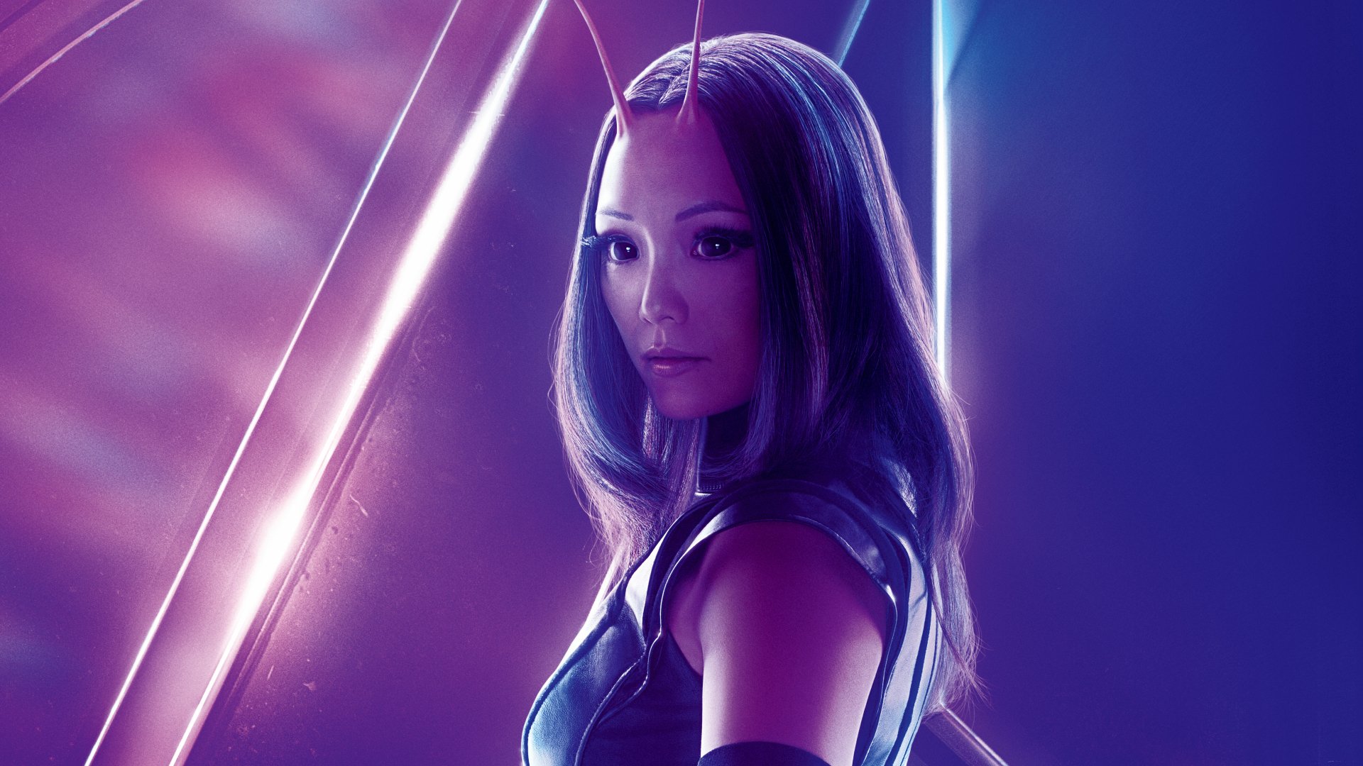 Pom Klementieff as Mantis from Avengers: Infinity War in a vibrant 8K Ultra HD movie wallpaper and PC desktop background.
