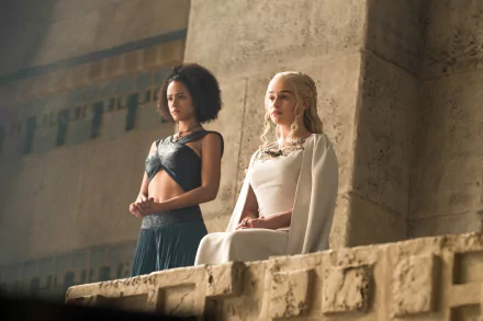 Emilia Clarke Nathalie Emmanuel Missandei (Game Of Thrones) Daenerys Targaryen TV Show Game Of Thrones HD Desktop Wallpaper | Background Image