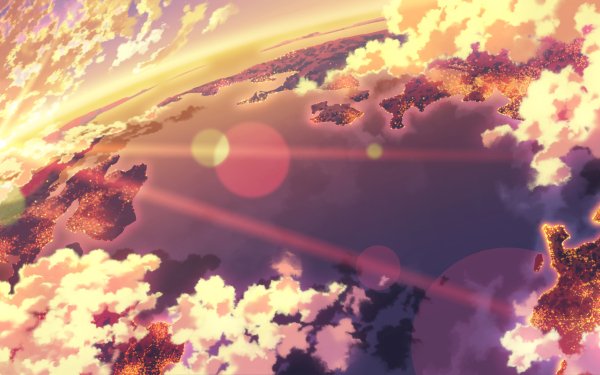 Anime Original Scenery Sunset Sunlight Cloud Sky Light Earth Sea HD Wallpaper | Background Image