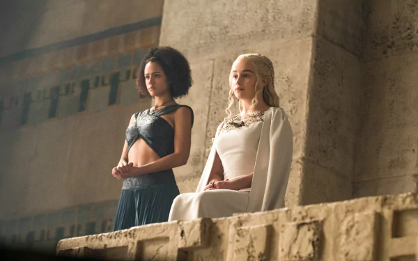 Emilia Clarke Nathalie Emmanuel Missandei (Game Of Thrones) Daenerys Targaryen TV Show Game Of Thrones HD Desktop Wallpaper | Background Image