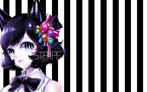 Anime Original Cat Girl Short Hair Black Hair bow HD Wallpaper | Background Image