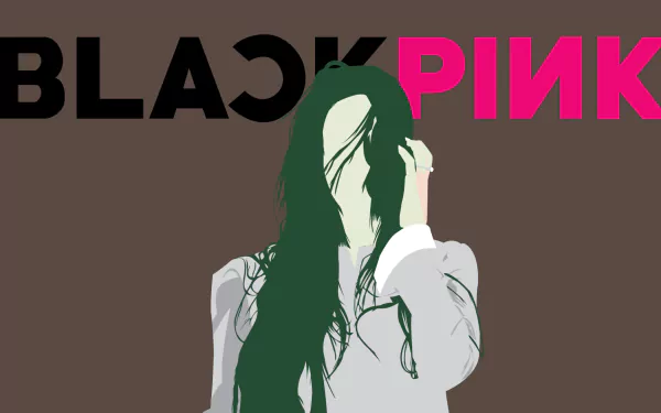 Minimalist HD desktop wallpaper featuring Jennie Kim of K-pop group BlackPink with stylized black and pink text against a muted background.