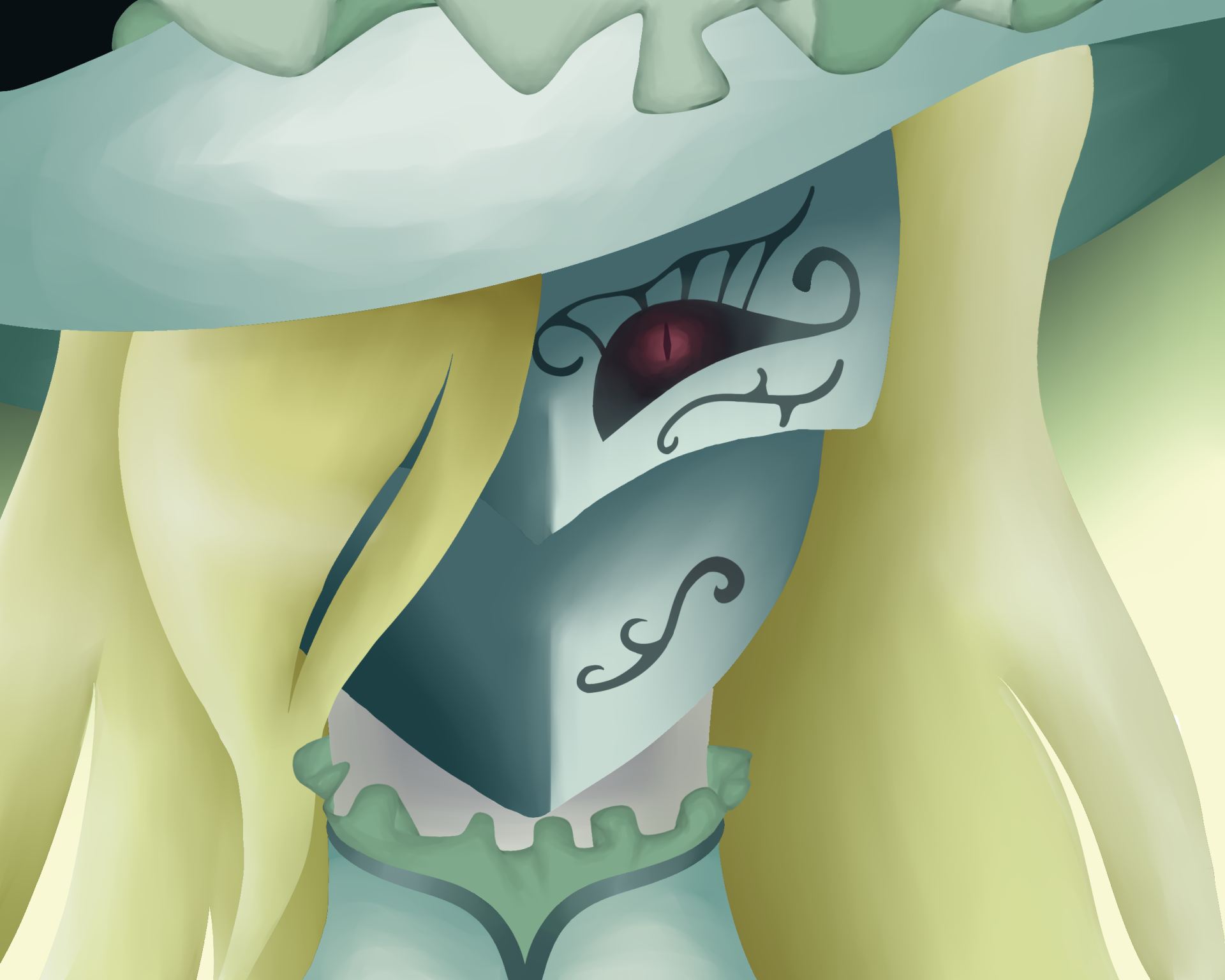 HD PC desktop wallpaper of Shalltear Bloodfallen from the anime Overlord, featuring her distinct pale face with red eyes and intricate markings.