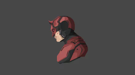 Comic Daredevil side-profile in red suit on a dark gray backdrop — minimalist 4K Ultra HD PC desktop wallpaper and background.