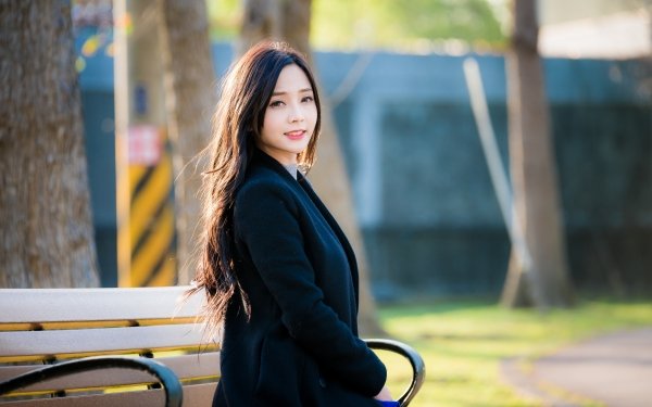 Women Asian Model Depth Of Field Long Hair Brunette Smile Coat Janice HD Wallpaper | Background Image