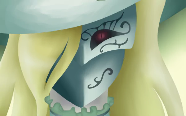 HD PC desktop wallpaper of Shalltear Bloodfallen from the anime Overlord, featuring her distinct pale face with red eyes and intricate markings.