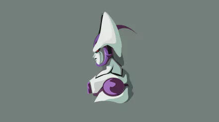 Minimalist 4K Ultra HD Dragon Ball Z wallpaper featuring a side profile of Frieza in clean anime style on a muted gray background.