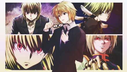 HD desktop wallpaper featuring various poses and expressions of Kurapika from the anime Hunter x Hunter.
