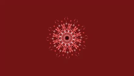 HD minimalist PC desktop wallpaper featuring a red and maroon kaleidoscope abstract design centered on a solid maroon background.