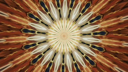 HD PC desktop wallpaper background: brown abstract kaleidoscope radiating a floral starburst of layered concentric textures.