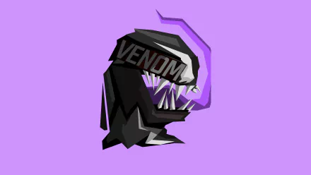 HD desktop wallpaper featuring a stylized Venom illustration against a purple background.