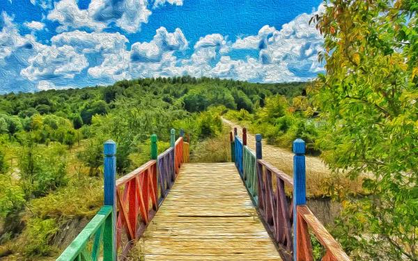  Colorful Bridge - Oil on Canvas