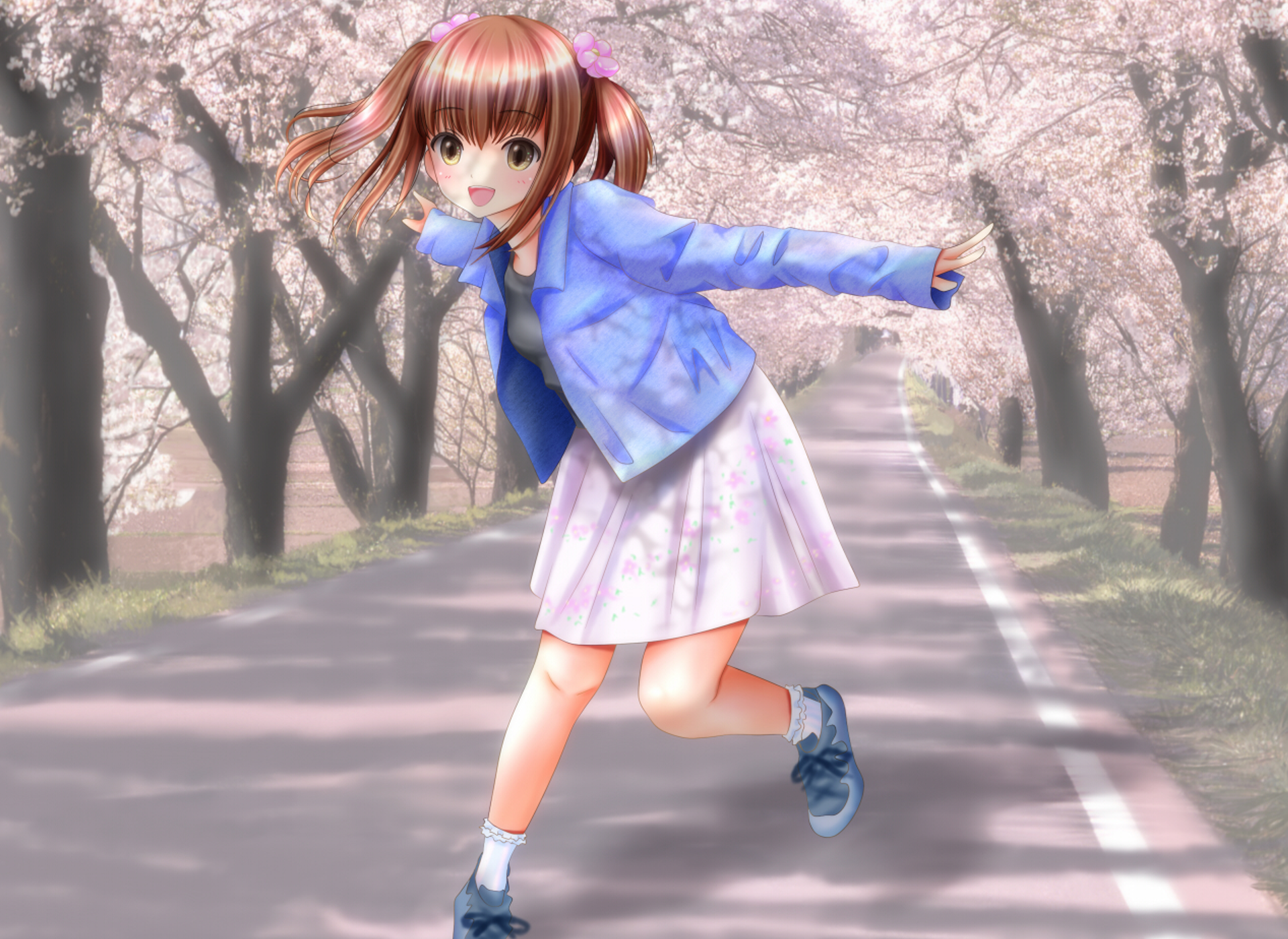 Download Twintails Skirt Anime Original HD Wallpaper by 月野　美夕