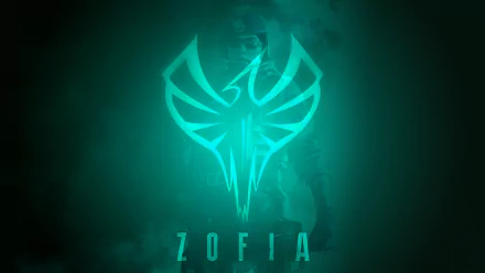 Zofia from Tom Clancy's Rainbow Six Siege Operation White Noise, featured in an 8K Ultra HD PC desktop wallpaper with a glowing teal phoenix symbol.