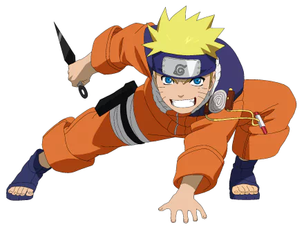 HD PC desktop wallpaper featuring Naruto Uzumaki from the anime Naruto in an action pose with his signature orange outfit and headband.