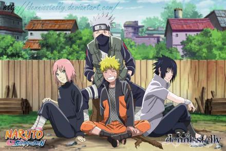 HD PC desktop wallpaper featuring Sakura Haruno, Sasuke Uchiha, Naruto Uzumaki, and Kakashi Hatake from the anime Naruto, showcasing Naruto & Sasuke together.