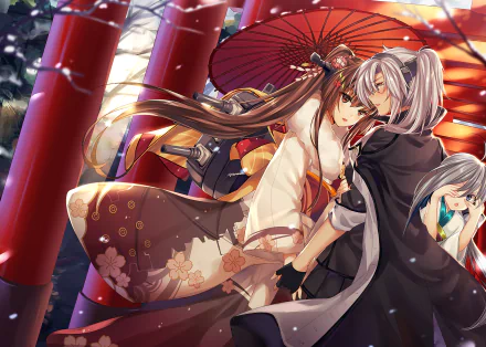 Yamato (Kancolle) Musashi (Kancolle) Kiyoshimo (Kancolle) Anime Kantai Collection HD Desktop Wallpaper | Background Image