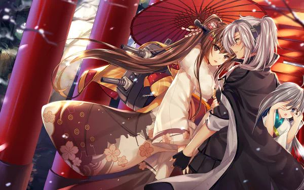 Yamato (Kancolle) Musashi (Kancolle) Kiyoshimo (Kancolle) Anime Kantai Collection HD Desktop Wallpaper | Background Image