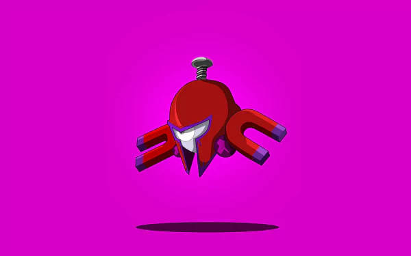 4K Ultra HD PC desktop wallpaper featuring Magnemite, a Pokémon from the anime series, set against a vibrant pink background with a subtle shadow beneath.