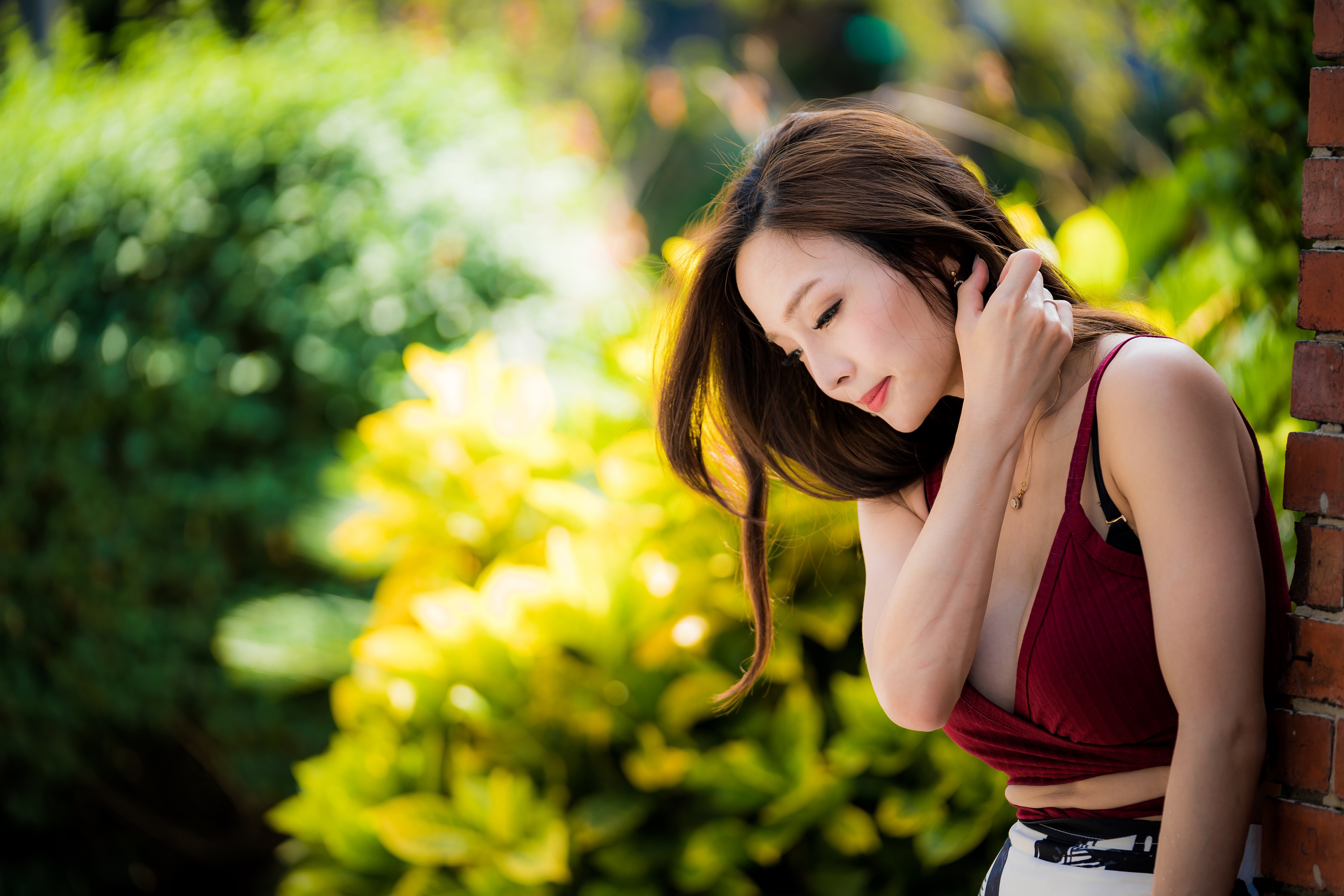 Download Long Hair Smile Brunette Depth Of Field Model Woman Asian 4k