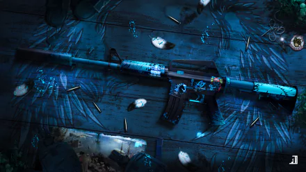 HD PC desktop wallpaper featuring the M4A1-S rifle from the video game Counter-Strike: Global Offensive, set against a dark, detailed background with scattered bullet casings.