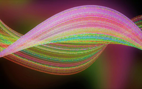 HD PC desktop wallpaper featuring a colorful, abstract fractal mosaic with flowing, vibrant waves of pink, green, and orange hues.