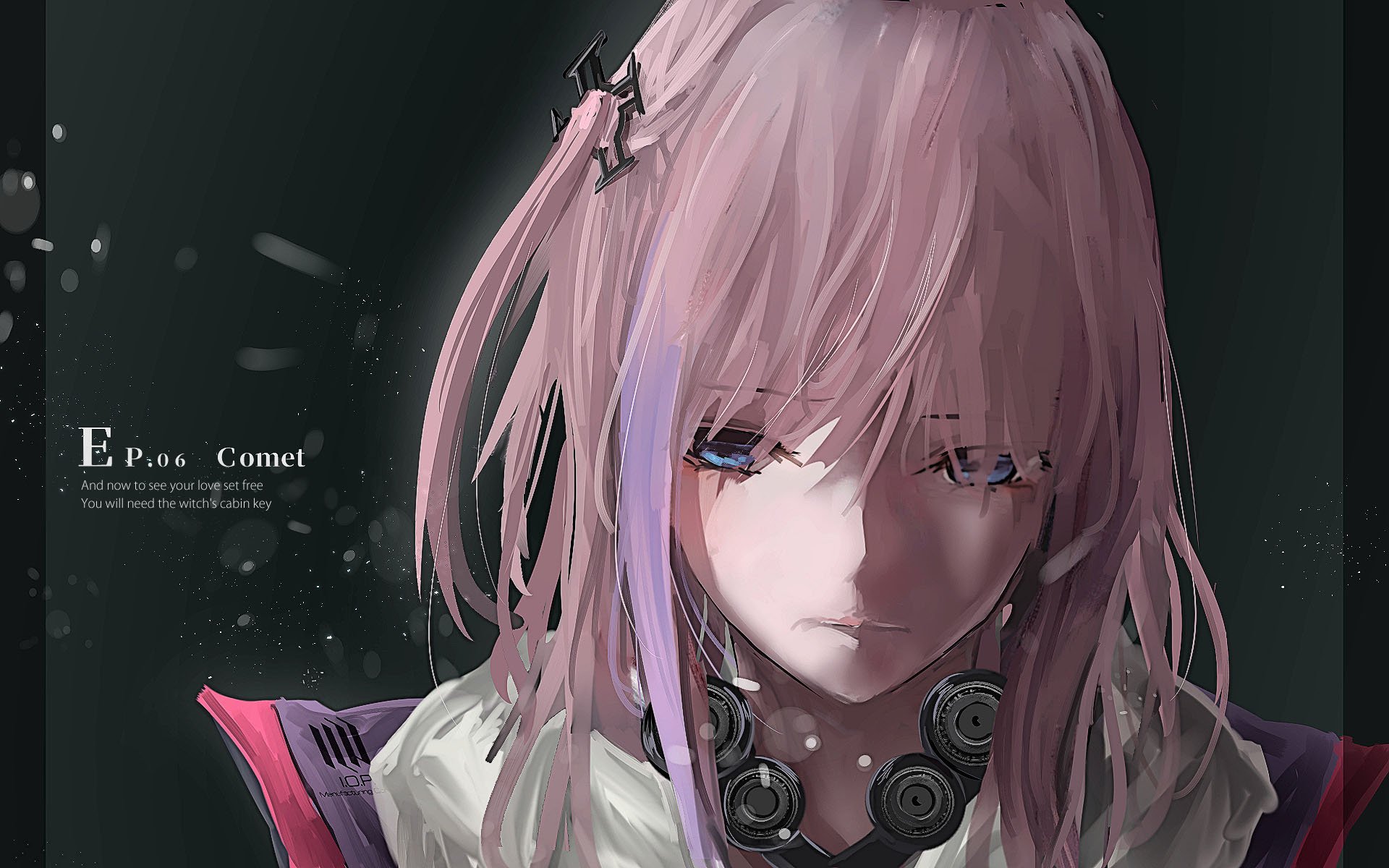HD PC desktop wallpaper featuring AR15 from the video game Girls Frontline, showcasing a close-up of the character with pink hair and a dark, moody background.