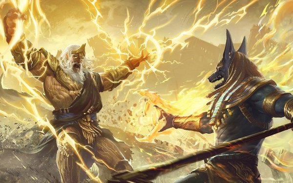 Fantasy Gods Anubis Lightning Warrior Zeus HD Wallpaper | Background Image