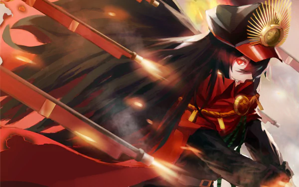 HD PC desktop wallpaper featuring a dynamic anime-style Demon Archer from Fate/Grand Order, showcasing vibrant colors and intense action elements.