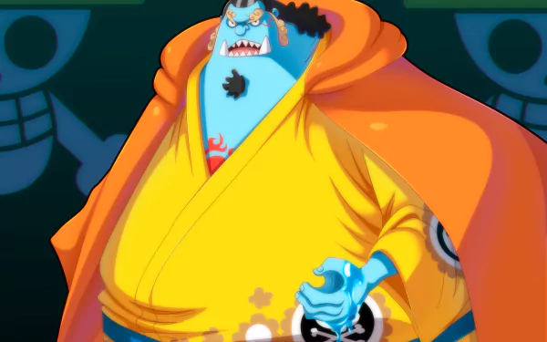 HD PC desktop wallpaper featuring Jinbe from the anime One Piece, showcasing his powerful and commanding presence in vibrant colors.