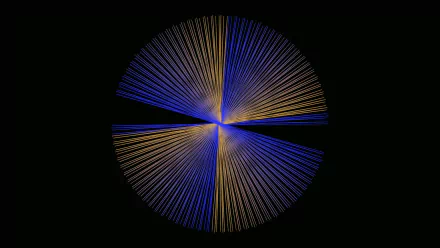  Blue and Yellow Fan Fractal Art
