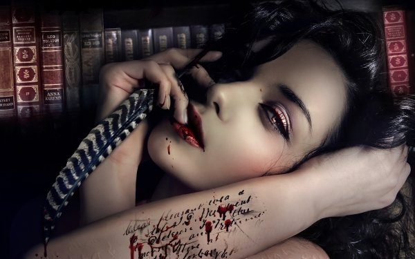 Dark Gothic Blood Feather HD Wallpaper | Background Image