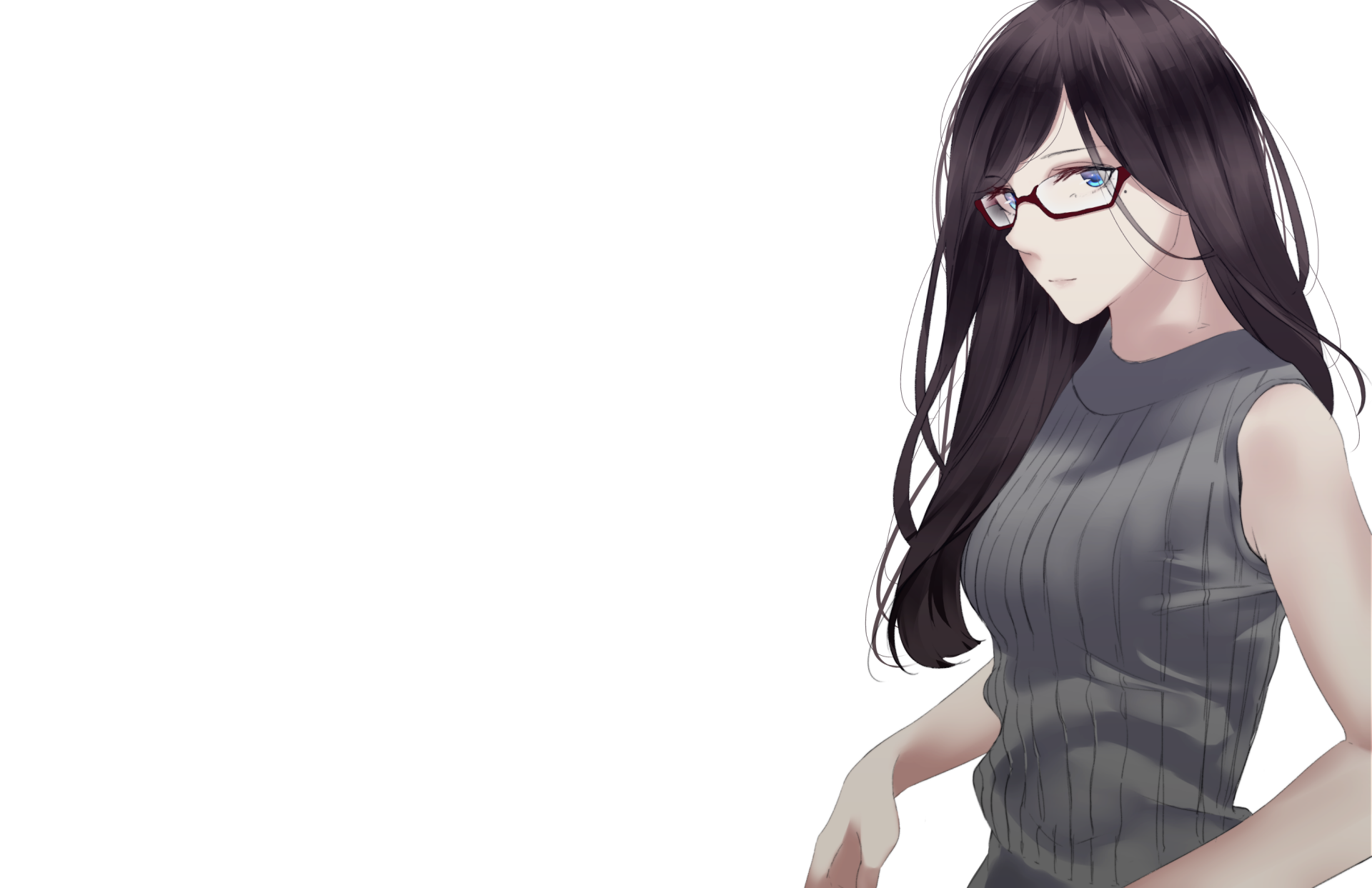 Download Smile Glasses Blue Eyes Black Hair Long Hair Anime Original HD Wallpaper by サイトー