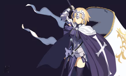 Fate (Series) minimalist blonde cape thigh highs armor Jeanne d'Arc (Fate Series) Anime Fate/Grand Order minimalist anime HD Desktop Wallpaper | Background Image