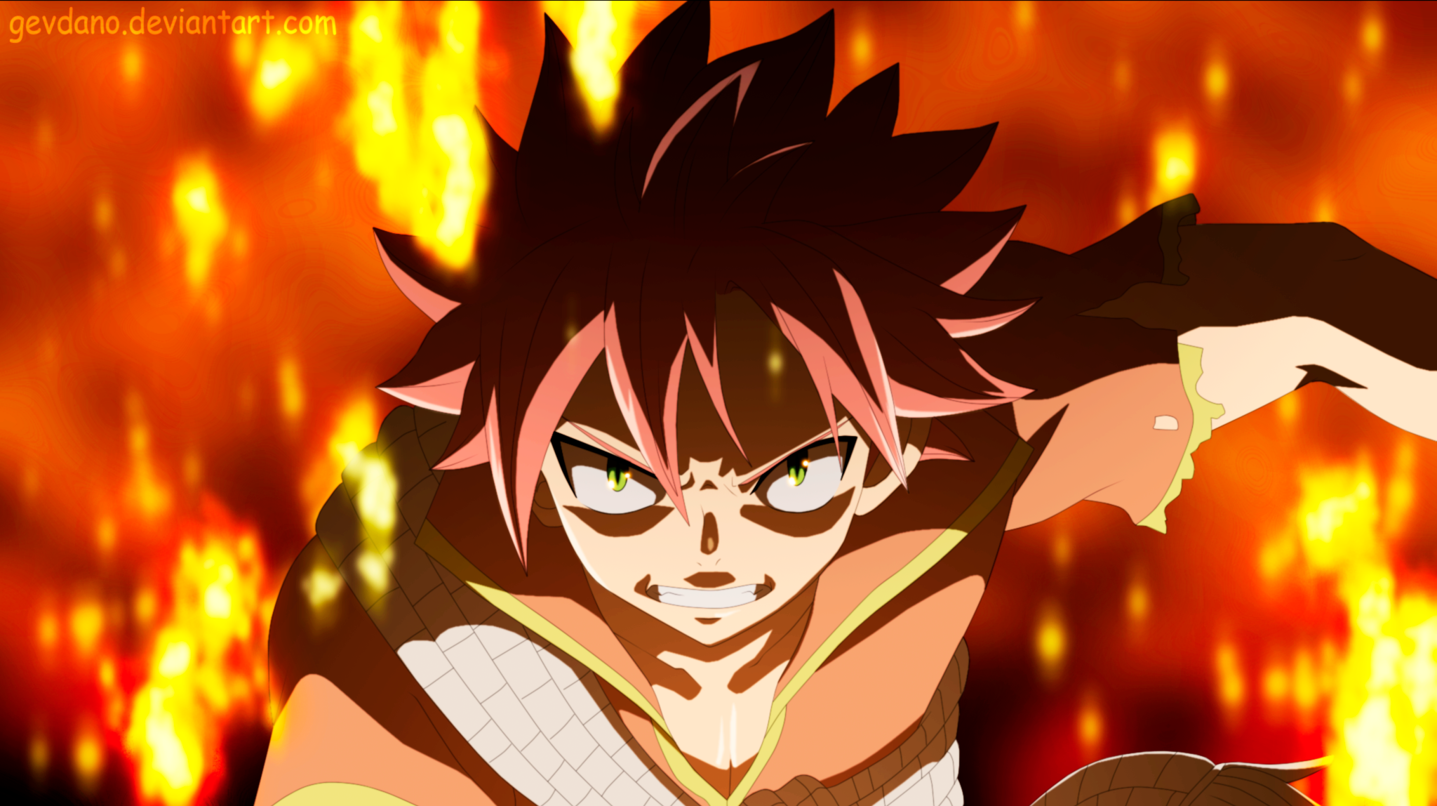 Wallpaper dragon, anime, art, two, Fairy Tail, Natsu Dragneel