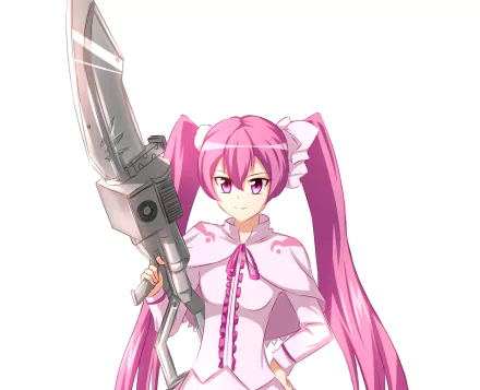 HD PC desktop wallpaper featuring Mine from the anime Akame ga Kill!, showcasing her with pink twin tails and a large weapon against a white background.