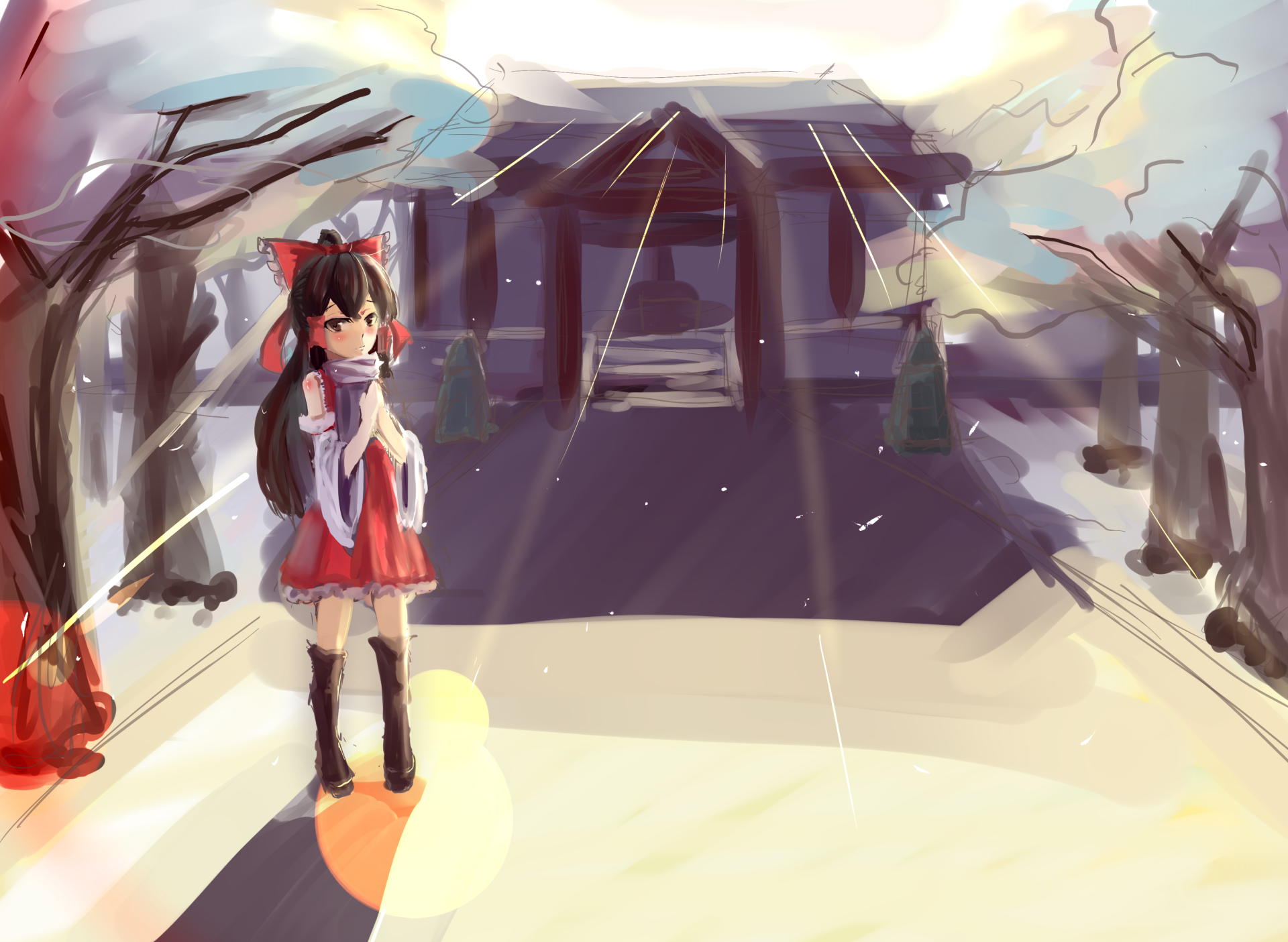 Download Reimu Hakurei Anime Touhou HD Wallpaper by Lx.hk