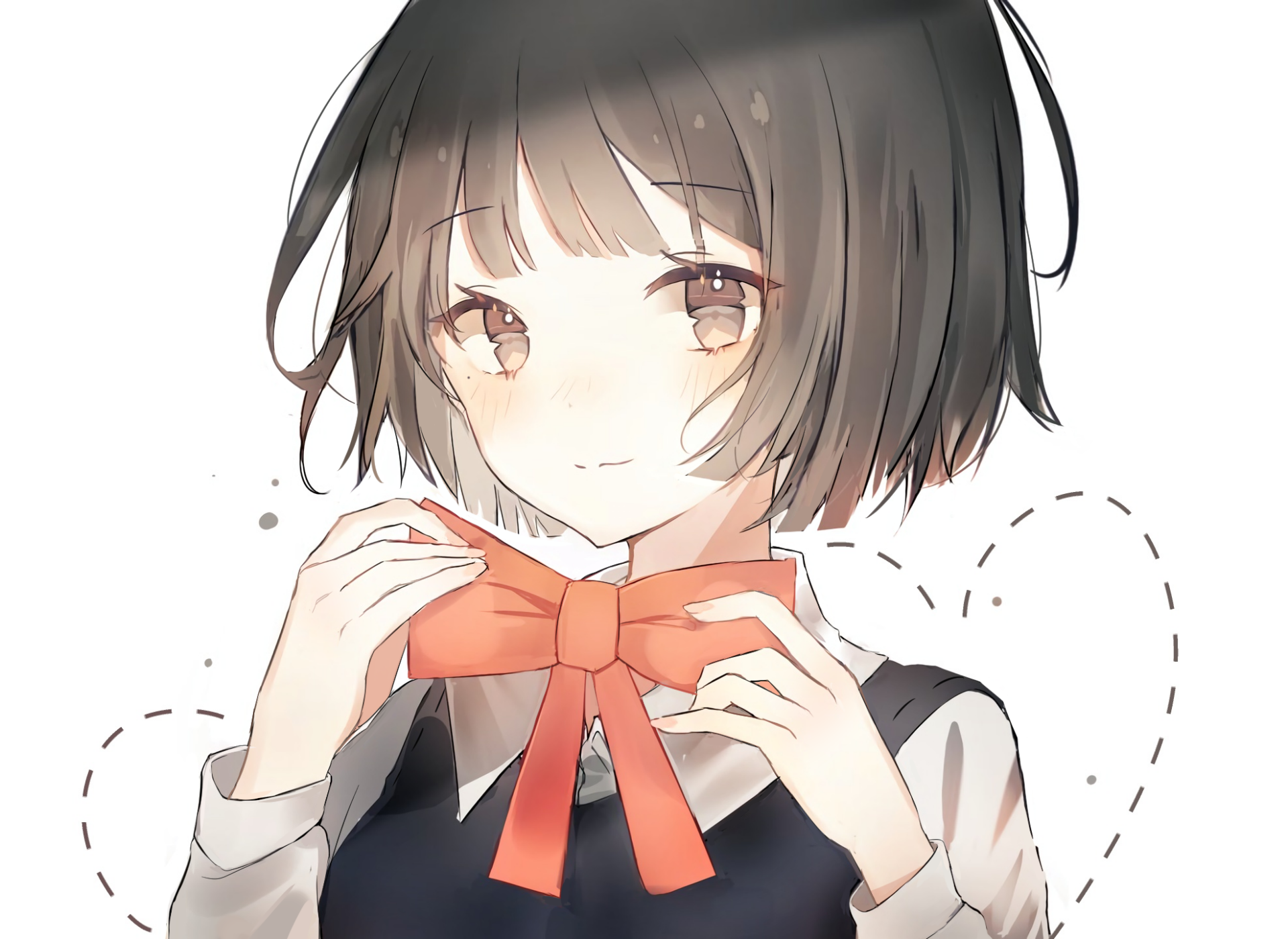 Download Brown Eyes Bow (Clothing) Brown Hair Short Hair Anime Original HD Wallpaper by Damo