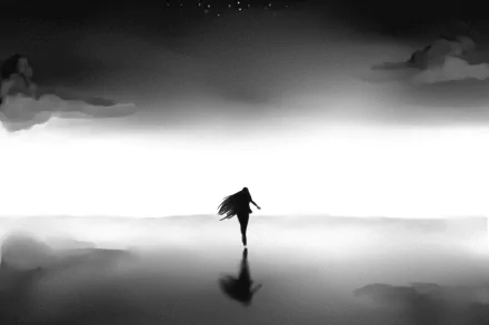 running Black & White Anime Original Black And White Anime HD Desktop Wallpaper | Background Image