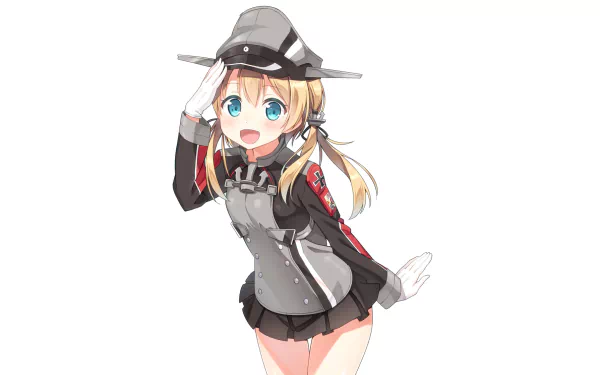 skirt blue eyes blonde smile cap Prinz Eugen (Kancolle) Anime Kantai Collection HD Desktop Wallpaper | Background Image