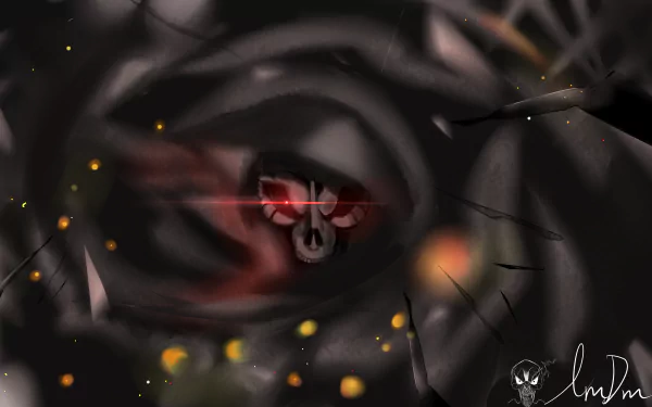 Ainz Ooal Gown from Overlord with glowing red eyes, dark swirling shadows, and fiery embers, rendered in detailed 4K Ultra HD for a striking PC desktop wallpaper.