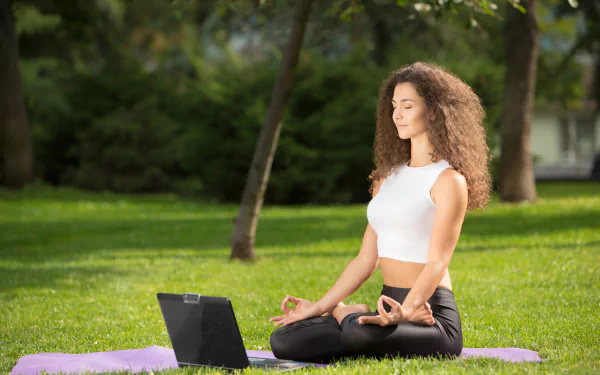 long hair brunette mood model woman yoga HD Desktop Wallpaper | Background Image