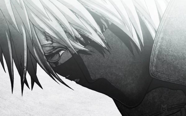 HD PC desktop wallpaper featuring Kakashi Hatake from the anime Naruto, showcasing his distinctive mask and headband in a detailed close-up.