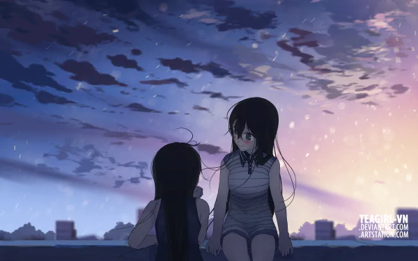 cloud evening roof Anime Original HD Desktop Wallpaper | Background Image