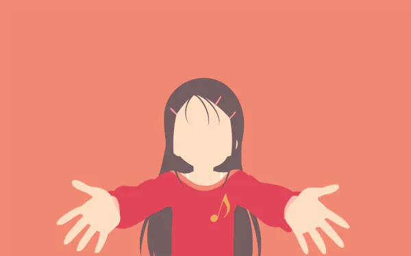 HD PC desktop wallpaper of Ayumi Otosaka from Charlotte: stylized anime portrait with outstretched arms against a warm coral background.