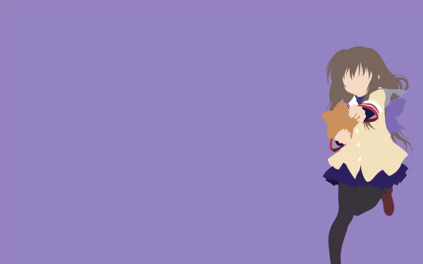 4K Ultra HD PC desktop wallpaper and background of Fuuko Ibuki from Clannad: faceless anime girl in school uniform clutching a star-shaped plush against a lavender backdrop.