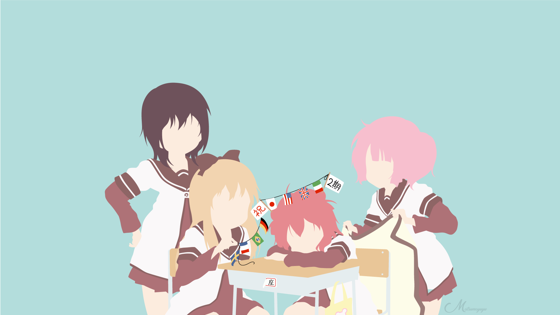 Download Chinatsu Yoshikawa Yui Funami Akari Akaza Kyōko Toshinō Anime YuruYuri HD Wallpaper by matsumayu