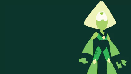 HD PC desktop wallpaper of Peridot from the TV show Steven Universe: stylized green Peridot figure on a dark green background with ample left-side negative space.