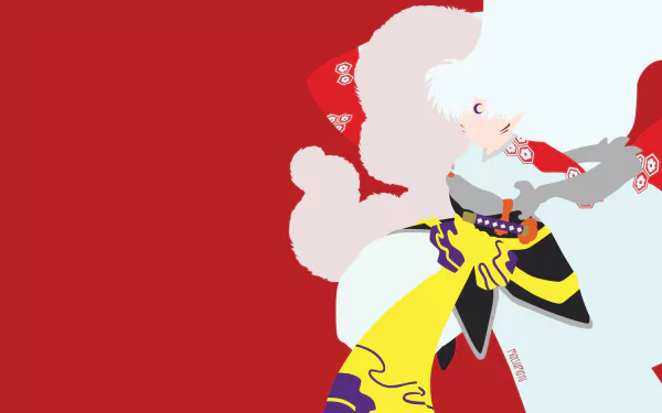 HD PC desktop wallpaper featuring Sesshōmaru from the anime InuYasha, showcasing his distinctive white hair, traditional attire, and poised stance.